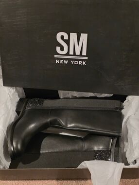 Steve Madden Girl's 2 Jjordan Boots Black Kids Sparkle Side Zipper NEW in Box